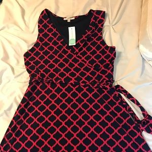 Navy Blue and Red Faux Wrap Dress by 41 Hawthorne